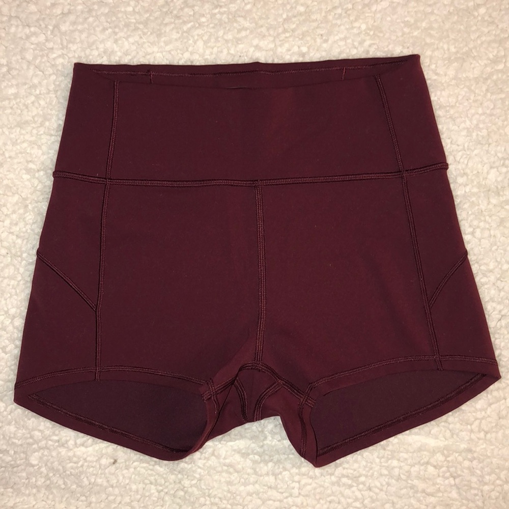 maroon spandex lulu shorts!
